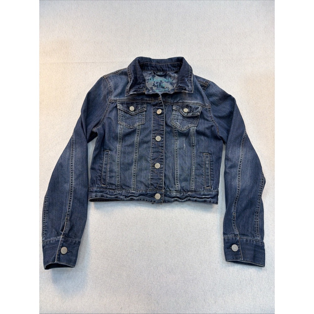 Aeropostale L Original Brand Women Distress Denim Long Sleeve Mid‎ Cotton Jacket